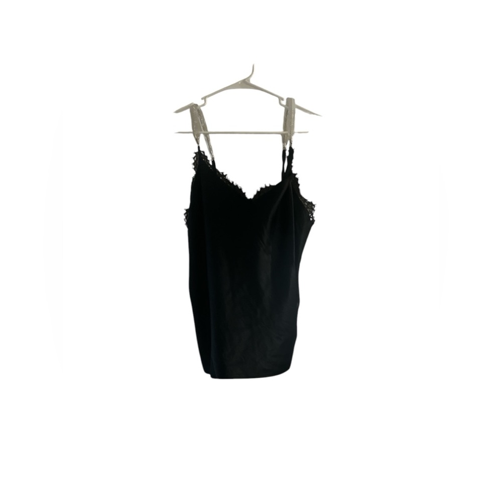Victoria's Secret satin lace-back Cami  in black with Diamond straps!